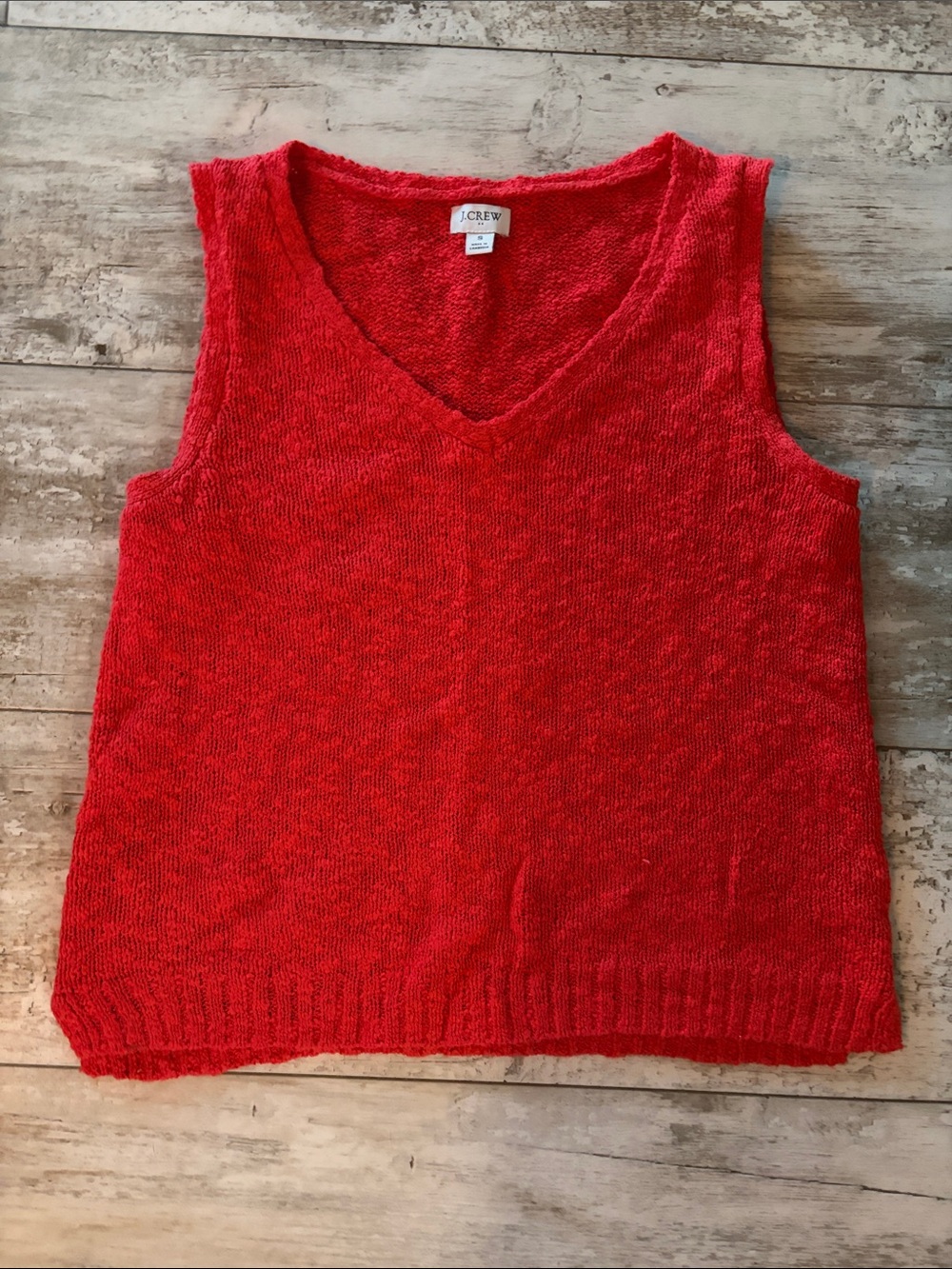 J. Crew Bright Red V-Neck Sleeveless Knit Top